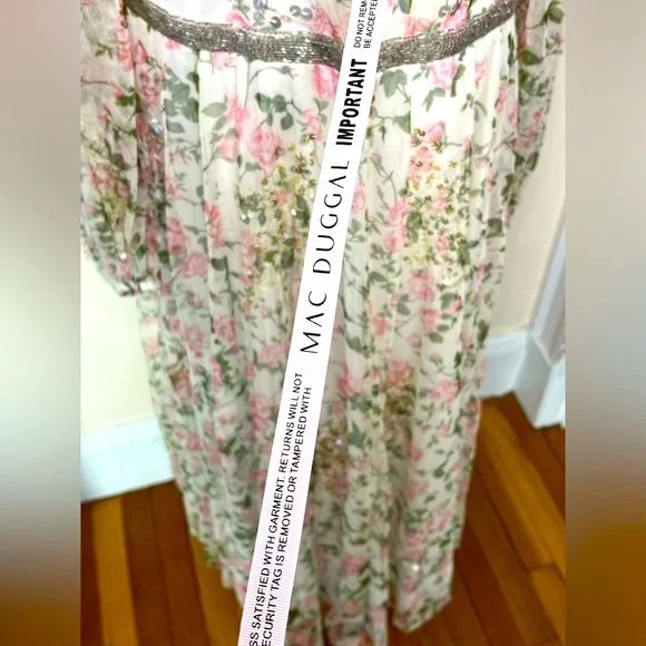 Mac Duggal Floral Midi Dress - White and Pink - Picture 8 of 16